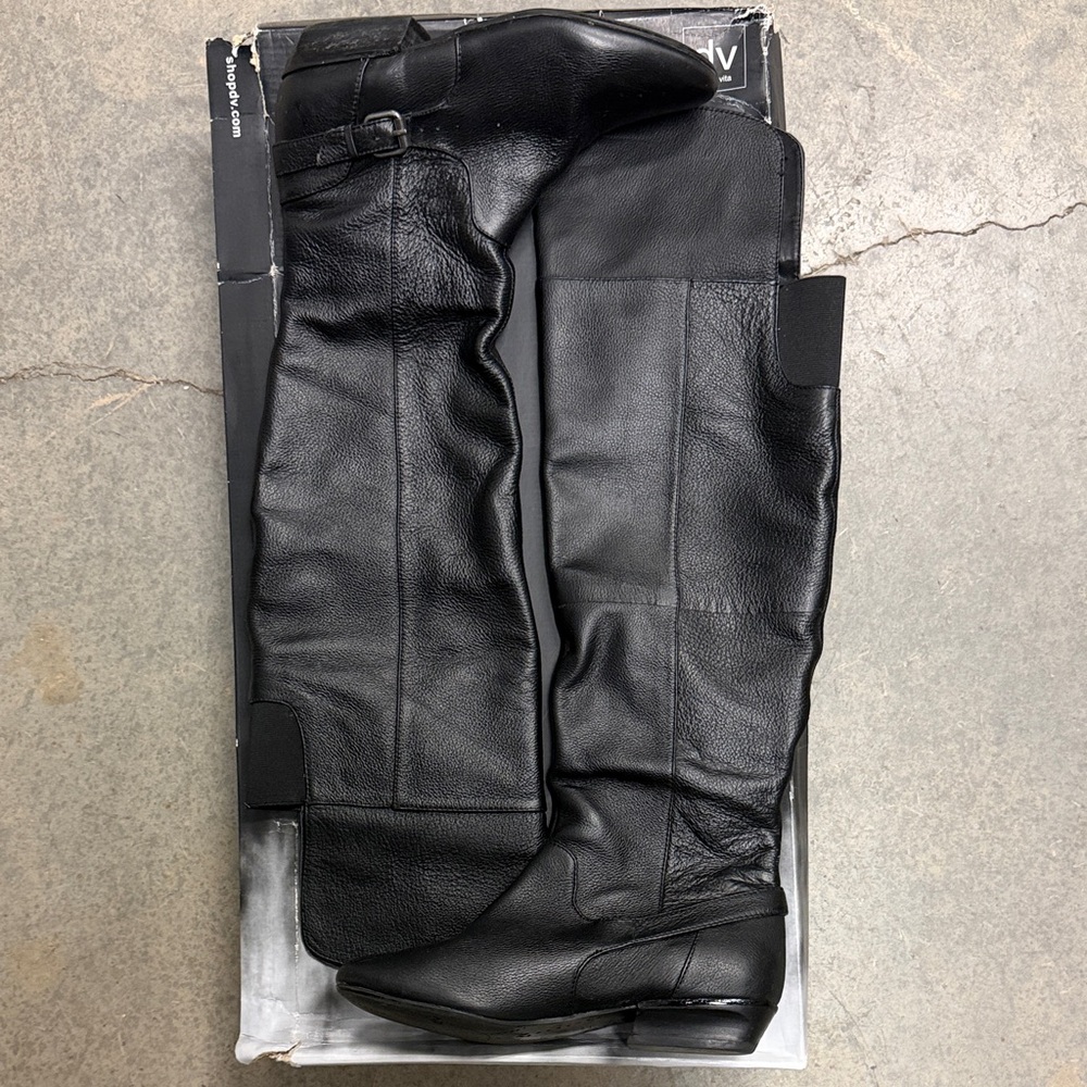 Dolce Vita Black Leather Over-the-Knee Boots